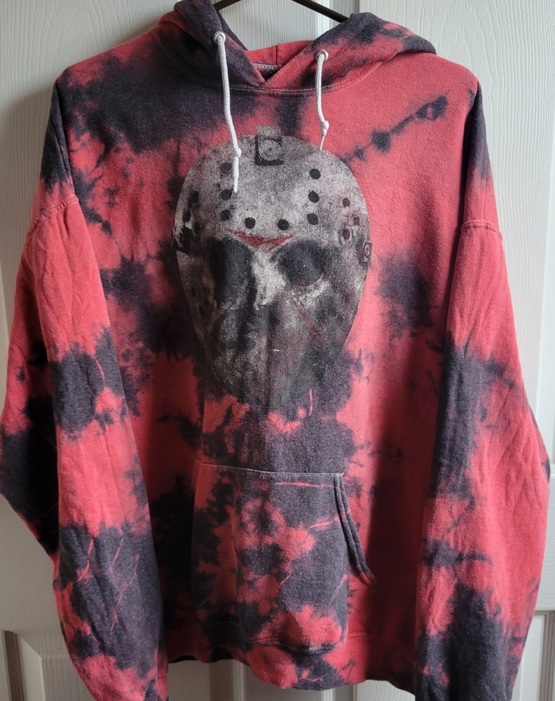 Hot Topic Red & Black Tie Dye Jason Hoodie Size Large